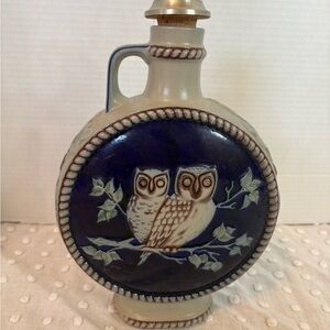 Vintage 1980 Goebel Salt Glazed Pottery Owl Decanter 1st Edition Forest Series